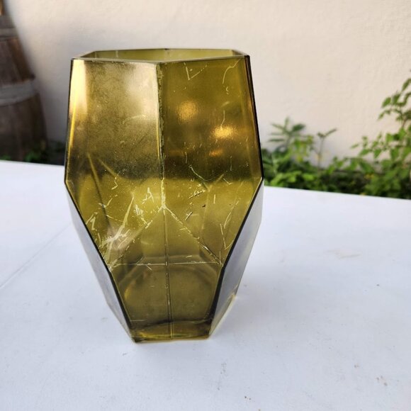 Beautiful Vintage Green Hexagon Vase Terrarium Decor Mid Century Modern Rustic F - Picture 10 of 16